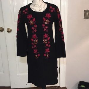 Eye Catching Unique Embroidered Long Wool Sweater